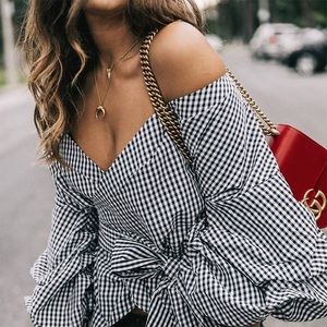 Gingham wrap top
